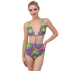 Background Colourful Circles Tied Up Two Piece Swimsuit