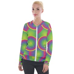 Background Colourful Circles Velour Zip Up Jacket