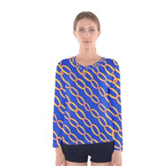 Blue Abstract Links Background Women s Long Sleeve Tee