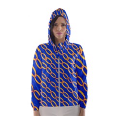 Blue Abstract Links Background Women s Hooded Windbreaker by HermanTelo