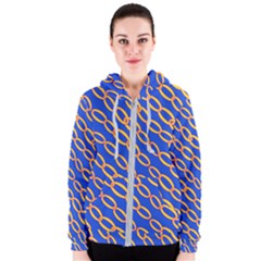 Blue Abstract Links Background Women s Zipper Hoodie by HermanTelo