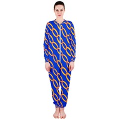 Blue Abstract Links Background Onepiece Jumpsuit (ladies) 