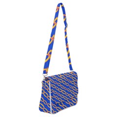 Blue Abstract Links Background Shoulder Bag With Back Zipper