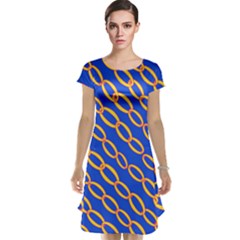 Blue Abstract Links Background Cap Sleeve Nightdress