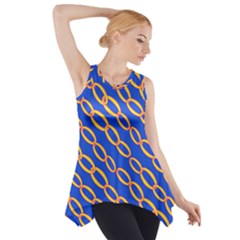 Blue Abstract Links Background Side Drop Tank Tunic