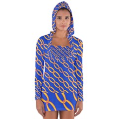 Blue Abstract Links Background Long Sleeve Hooded T-shirt