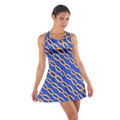 Blue Abstract Links Background Cotton Racerback Dress