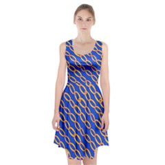 Blue Abstract Links Background Racerback Midi Dress