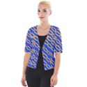 Blue Abstract Links Background Cropped Button Cardigan View1