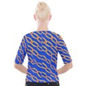 Blue Abstract Links Background Cropped Button Cardigan View2