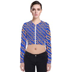 Blue Abstract Links Background Long Sleeve Zip Up Bomber Jacket by HermanTelo