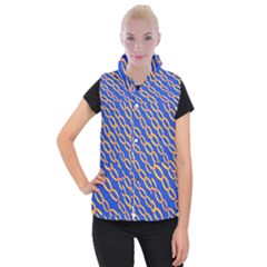 Blue Abstract Links Background Women s Button Up Vest by HermanTelo