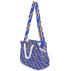 Blue Abstract Links Background Rope Handles Shoulder Strap Bag by HermanTelo