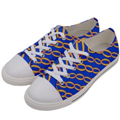 Blue Abstract Links Background Women s Low Top Canvas Sneakers