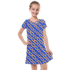 Blue Abstract Links Background Kids  Cross Web Dress