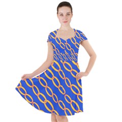 Blue Abstract Links Background Cap Sleeve Midi Dress by HermanTelo