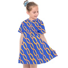 Blue Abstract Links Background Kids  Sailor Dress