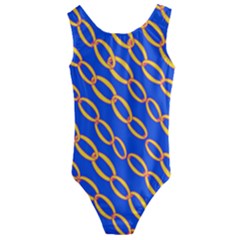 Blue Abstract Links Background Kids  Cut-out Back One Piece Swimsuit