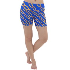 Blue Abstract Links Background Lightweight Velour Yoga Shorts