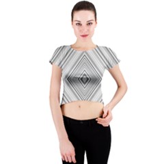 Black White Grey Pinstripes Angles Crew Neck Crop Top by HermanTelo