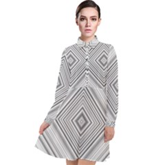 Black White Grey Pinstripes Angles Long Sleeve Chiffon Shirt Dress