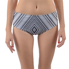 Black White Grey Pinstripes Angles Reversible Mid-waist Bikini Bottoms by HermanTelo