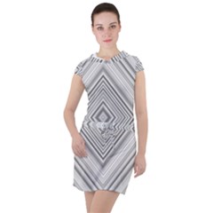 Black White Grey Pinstripes Angles Drawstring Hooded Dress by HermanTelo