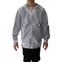 Black White Grey Pinstripes Angles Kids  Hooded Windbreaker