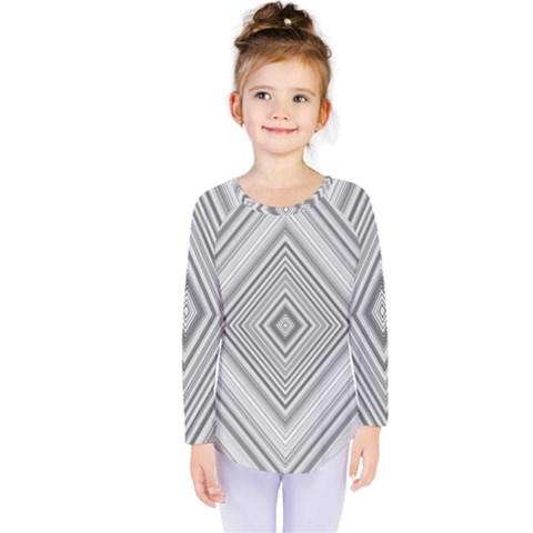 Black White Grey Pinstripes Angles Kids  Long Sleeve Tee by HermanTelo