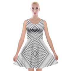 Black White Grey Pinstripes Angles Velvet Skater Dress by HermanTelo