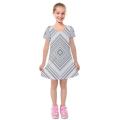 Black White Grey Pinstripes Angles Kids  Short Sleeve Velvet Dress