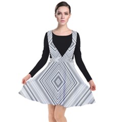 Black White Grey Pinstripes Angles Plunge Pinafore Dress