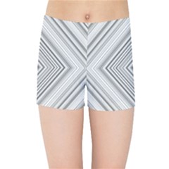 Black White Grey Pinstripes Angles Kids  Sports Shorts by HermanTelo