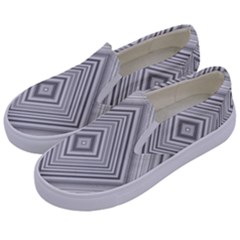 Black White Grey Pinstripes Angles Kids  Canvas Slip Ons