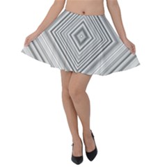 Black White Grey Pinstripes Angles Velvet Skater Skirt