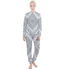 Black White Grey Pinstripes Angles Women s Lounge Set by HermanTelo