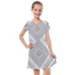 Black White Grey Pinstripes Angles Kids  Cross Web Dress