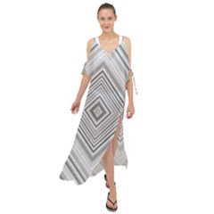 Black White Grey Pinstripes Angles Maxi Chiffon Cover Up Dress