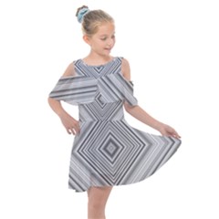 Black White Grey Pinstripes Angles Kids  Shoulder Cutout Chiffon Dress