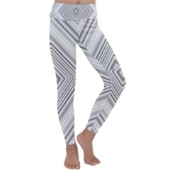 Black White Grey Pinstripes Angles Kids  Lightweight Velour Classic Yoga Leggings