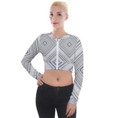 Black White Grey Pinstripes Angles Long Sleeve Cropped Velvet Jacket