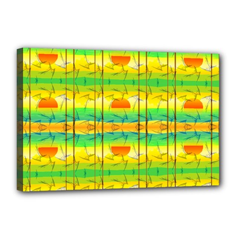 Birds Beach Sun Abstract Pattern Canvas 18  X 12  (stretched)