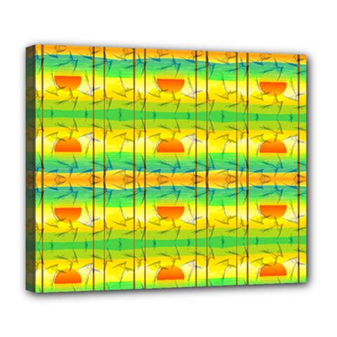 Birds Beach Sun Abstract Pattern Deluxe Canvas 24  X 20  (stretched)