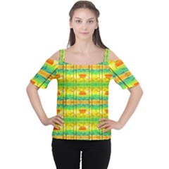 Birds Beach Sun Abstract Pattern Cutout Shoulder Tee