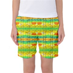 Birds Beach Sun Abstract Pattern Women s Basketball Shorts by HermanTelo