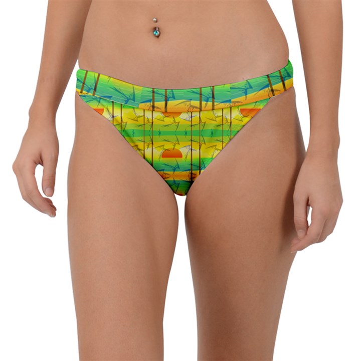 Birds Beach Sun Abstract Pattern Band Bikini Bottom