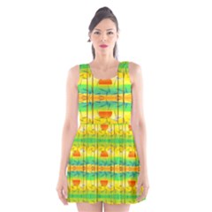 Birds Beach Sun Abstract Pattern Scoop Neck Skater Dress