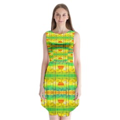 Birds Beach Sun Abstract Pattern Sleeveless Chiffon Dress  