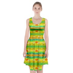 Birds Beach Sun Abstract Pattern Racerback Midi Dress