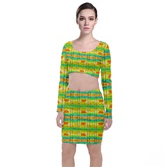 Birds Beach Sun Abstract Pattern Top And Skirt Sets